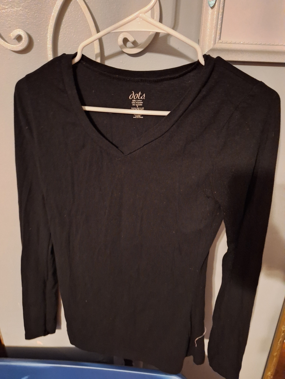 Dots Black V-Neck Long Sleeve Top Going to charity Tomorrow
